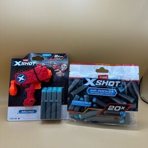Zuru XShot Micro Red Foam Dart Gun Toy with 8 Darts + 20 Extra Darts - New